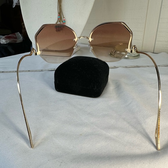 Fun gradient amber octagon fashion sunglasses - Picture 4 of 6